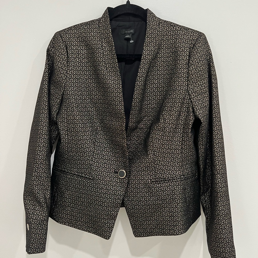 ANN TAYLOR FACTORY METALLIC ONE BUTTON SUIT JACKET BLAZER SIZE 2 BRAND NEW